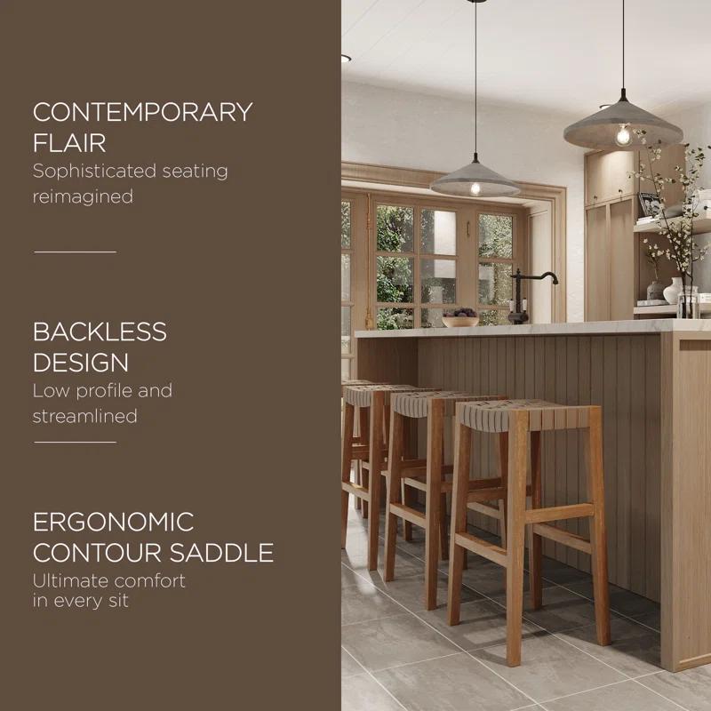 Maven Lane Maven Lane Emerson Kitchen Stool with Vegan Leather Upholstery