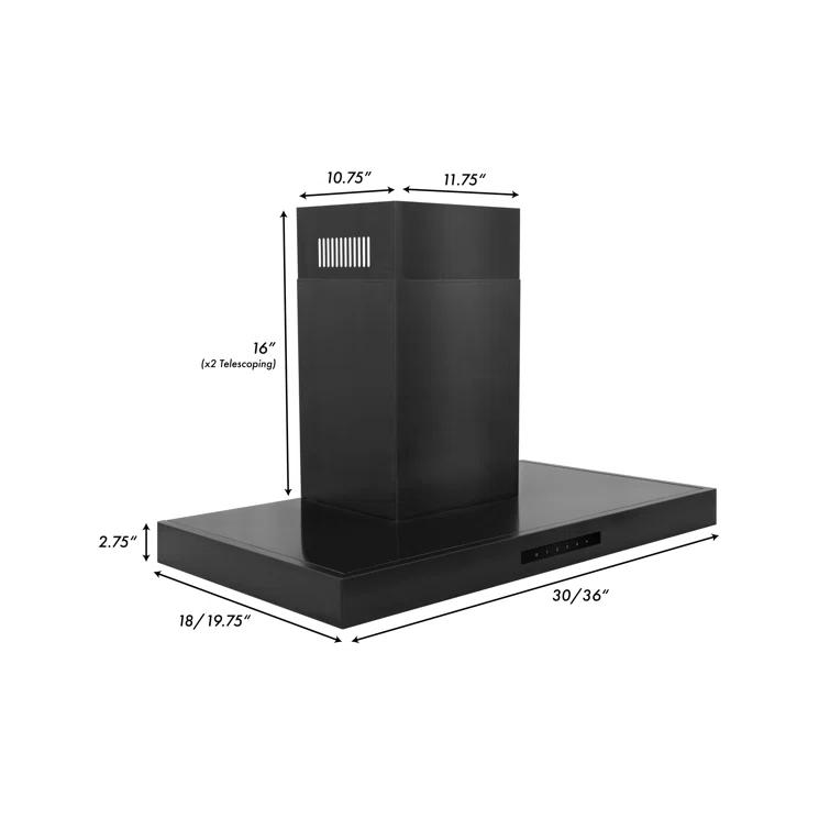 ZLINE 36 in. Convertible Vent Wall Mount Range Hood in Black Stainless Steel (BSKEN-36)