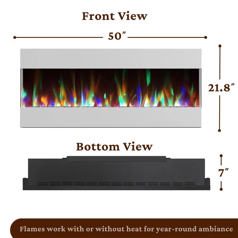 Cambridge Cambridge Recessed Wall Mounted Electric Fireplace with Crystal Rock Display