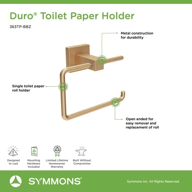 Symmons Duro Single Roll Toilet Paper Holder with Wall Mounting Hardware 363TP-BBZ