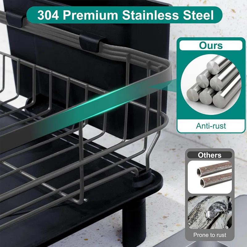 Fabhob Dish Drying Rack for Kitchen Counter,Space-Saving Dish Rack with Drainboard