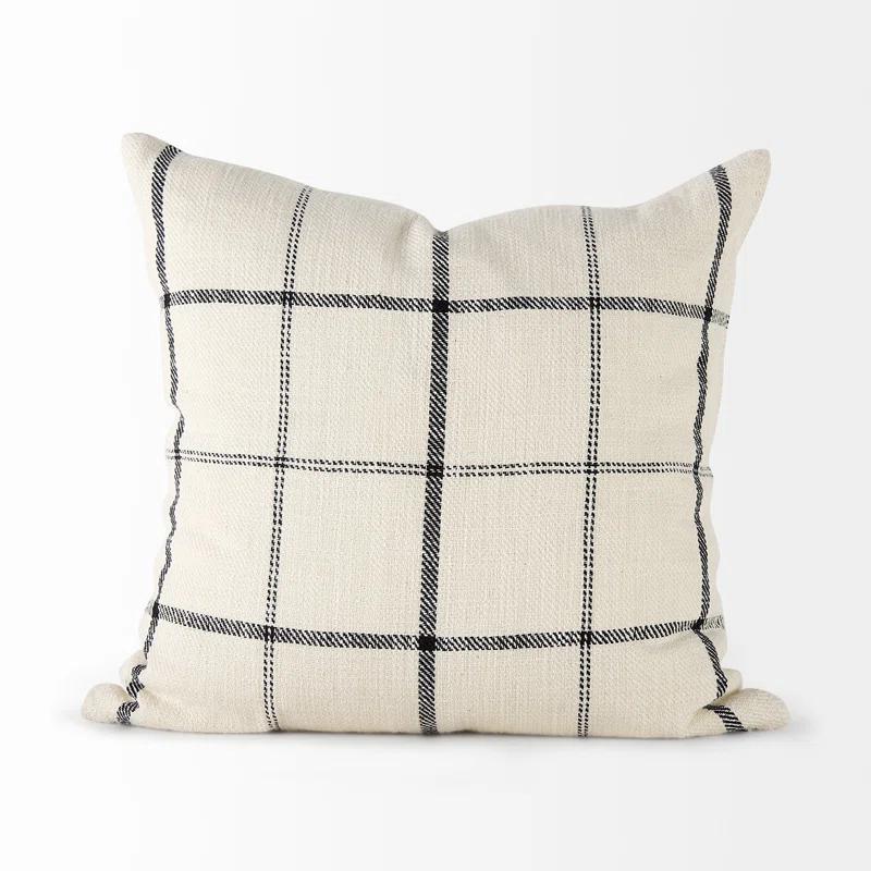 ZeaZu Black And Beige Plaid Square Accent Cover