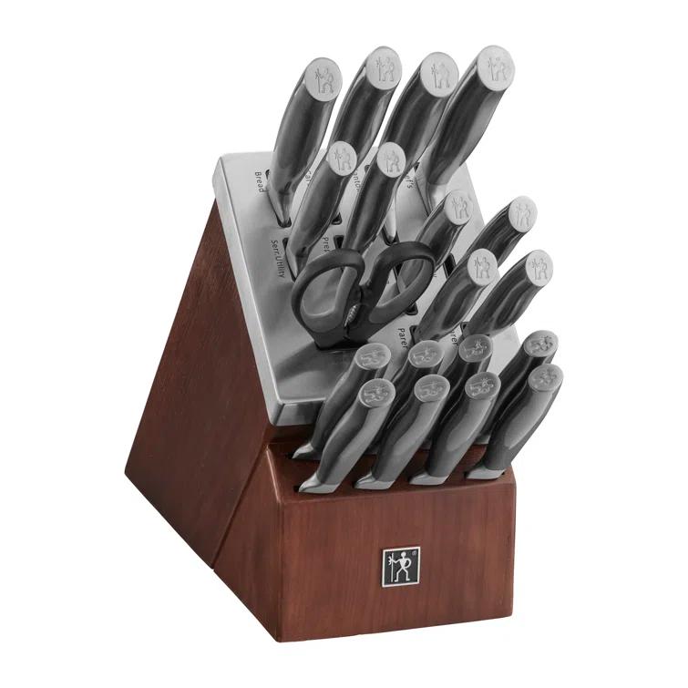 HENCKELS HENCKELS Graphite 20-Piece Self-Sharpening Knife Set with Block, Chef Knife, Paring Knife, Utility Knife, Bread Knife, Steak Knife, Brown