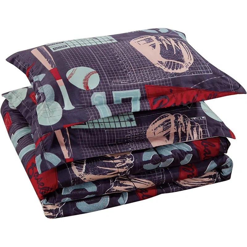 Chezmoi Collection Kids/Teens Baseball Sports Microfiber Comforter Set with Fitted Sheet