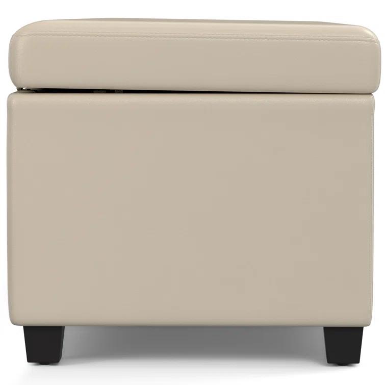 Simpli Home Avalon 54"W Upholstered Storage Ottoman Bench with Interior Storage and Safety Hinges