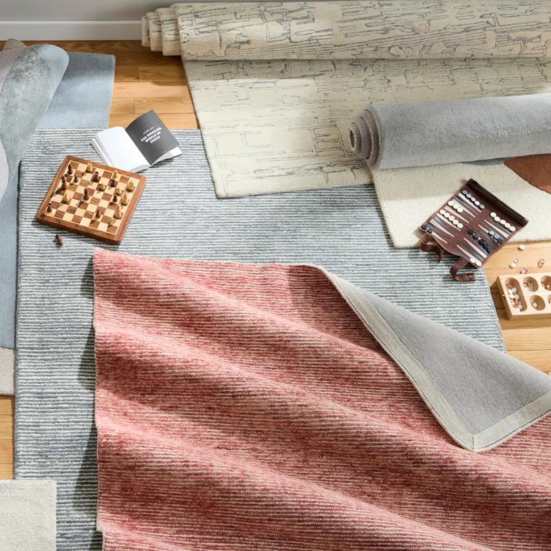 Town & Country Luxe Remin Abstract Line Art Handcrafted Area Rug Beige/Blue