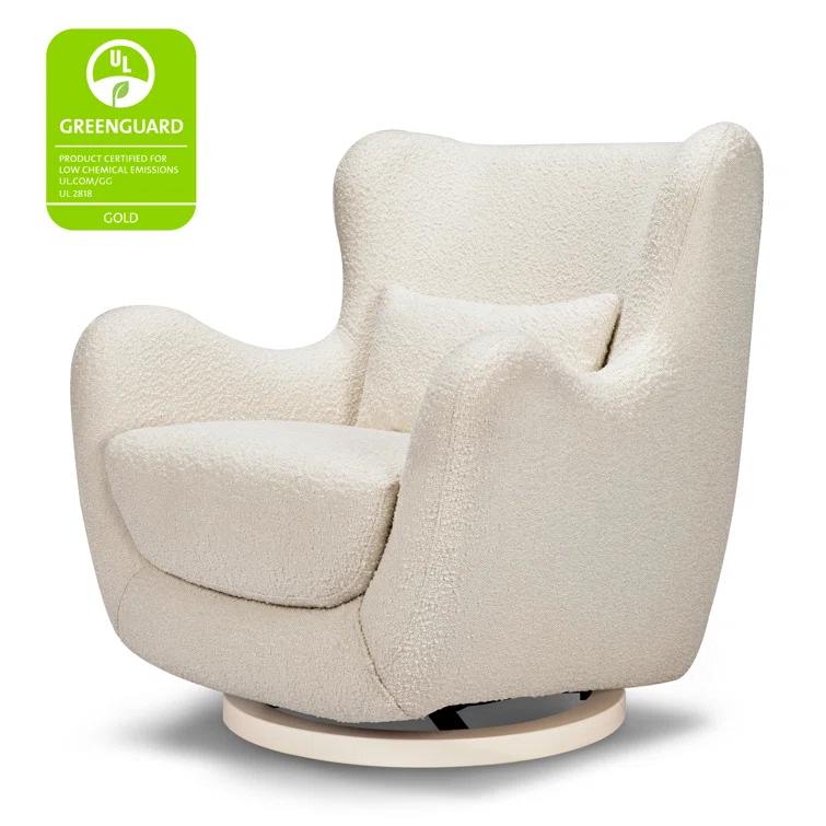 Babyletto x Nursery Works Solstice Ivory Boucle Nursery Glider Chair with Ivory Wood Base
