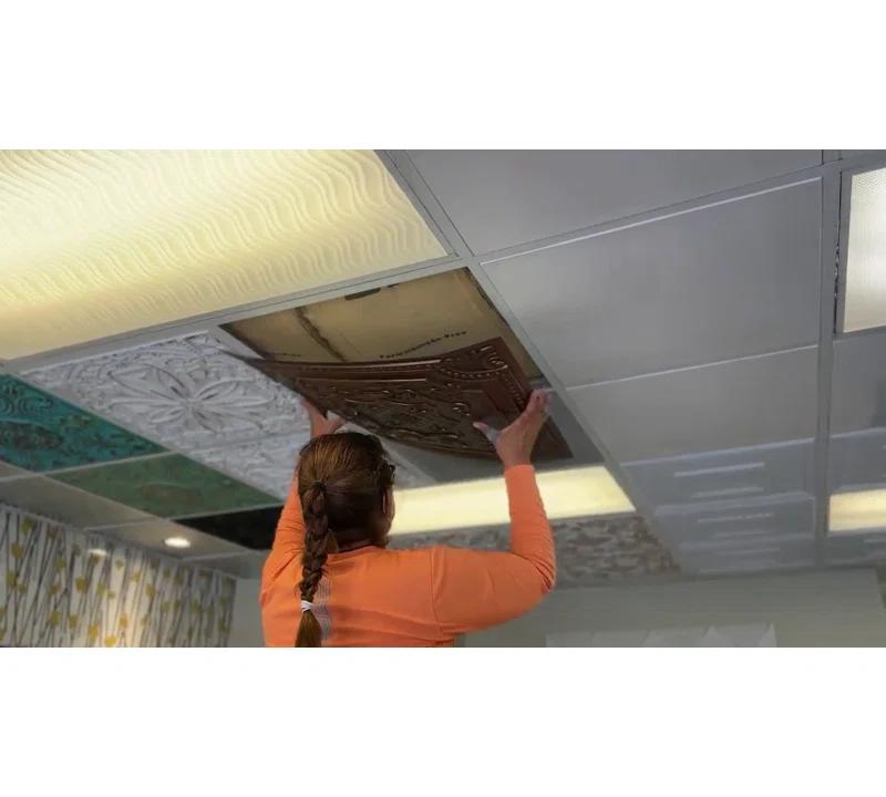 FromPlainToBeautifulInHours Elizabethan Shield 2 Ft. X 2 Ft. Drop-In Or Glue-Up PVC Ceiling Tile (Set of 25)