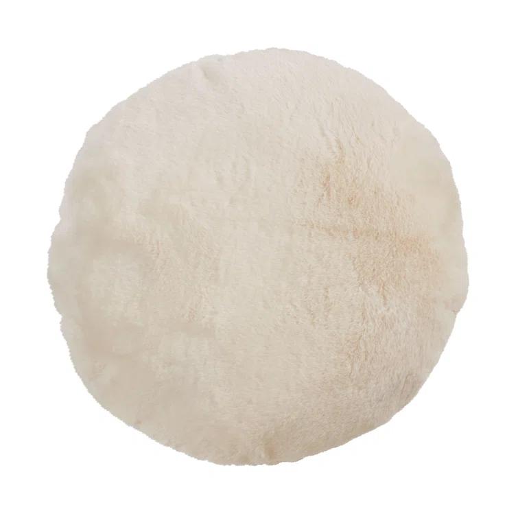 Saro Faux Rabbit Fur Collection Reversible Throw Pillow