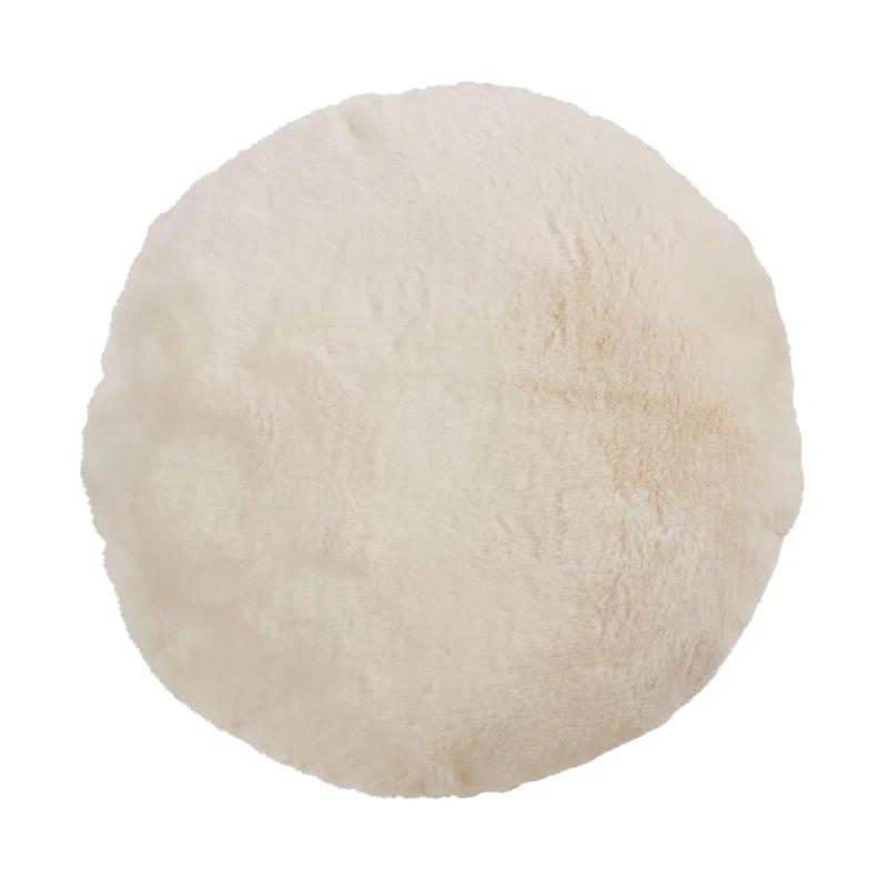 Saro Faux Rabbit Fur Collection Reversible Throw Pillow