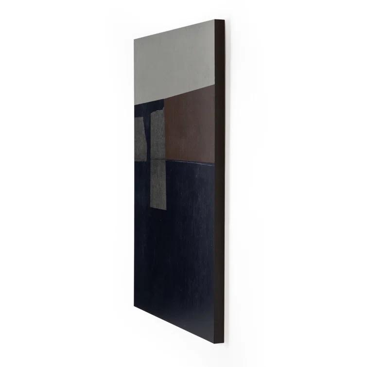 Large Abstract Coastal Landscape Canvas Print in Black and Beige