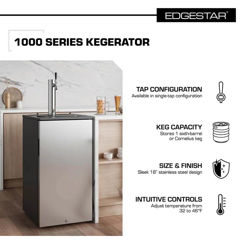 EdgeStar EdgeStar 15 Cubic Feet Silver Single Tap Freestanding Kegerator
