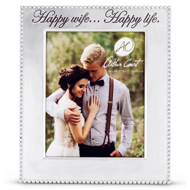 Arthur Court Designs Gray Metal Beaded Picture Frame