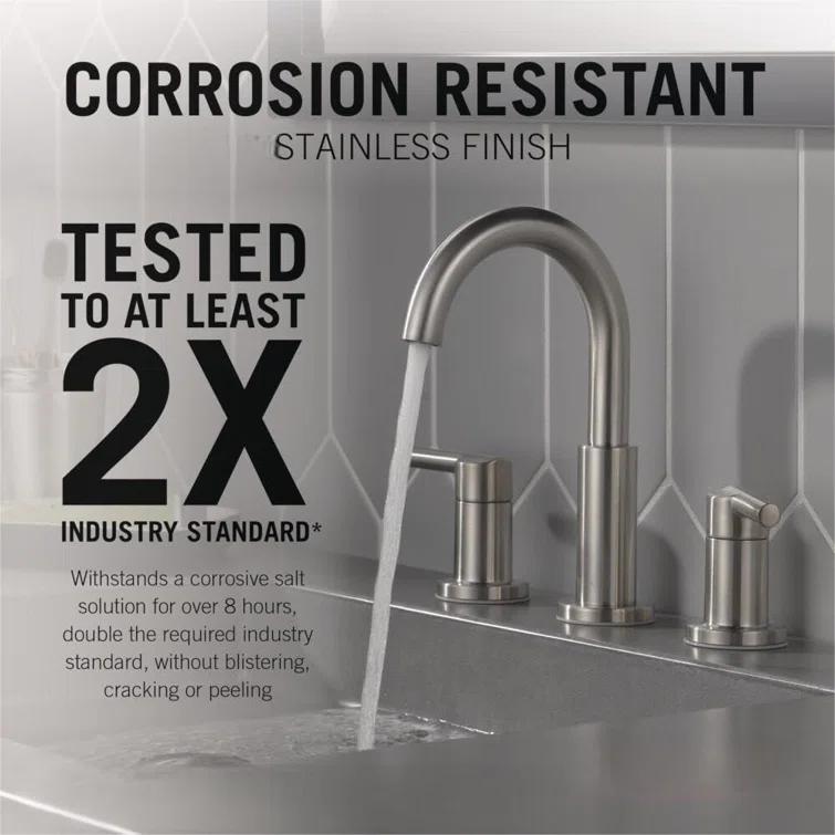 Nicoli Widespread Bathroom Faucet 3 Hole, 2-handle Bathroom Sink Faucet with Drain Assembly