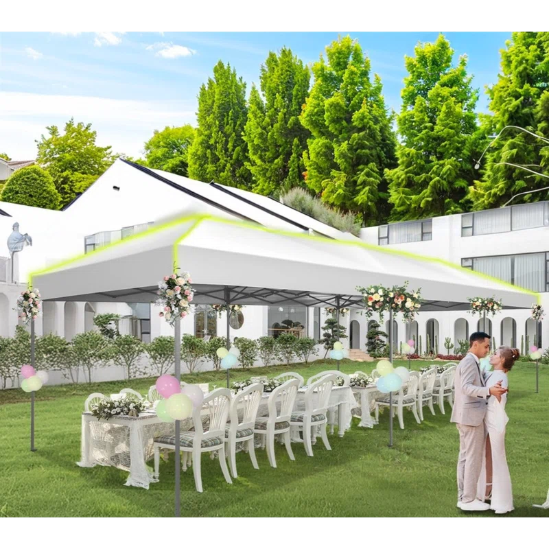 10'Wx30'D Pop Up Canopy, One Push Setup Glow Party Tent