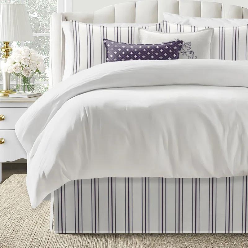 August Stripe Cotton Tailored Bed Skirt