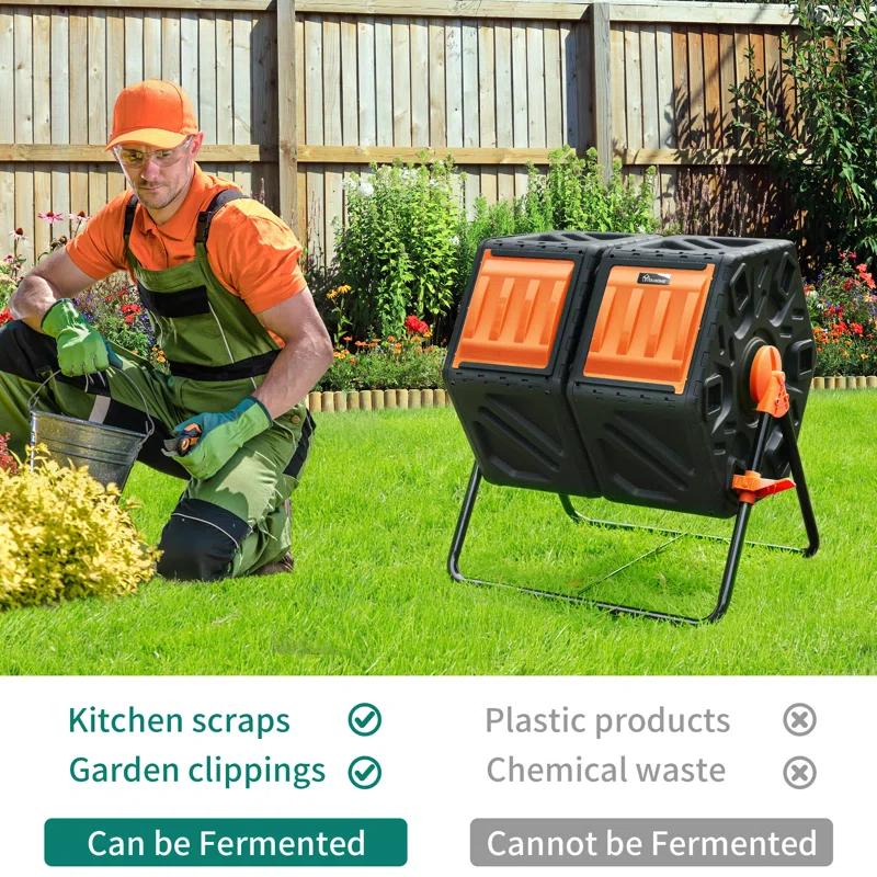 YITAHOME 34 Gal. Large Outdoor Dual Chamber Tumbler Composter
