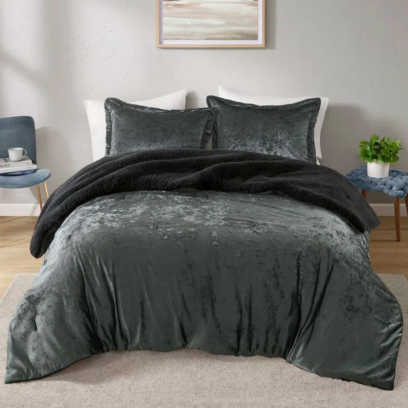 Intelligent Design Mira Crushed Velvet Sherpa Reversible Comforter Set & Reviews | Wayfair