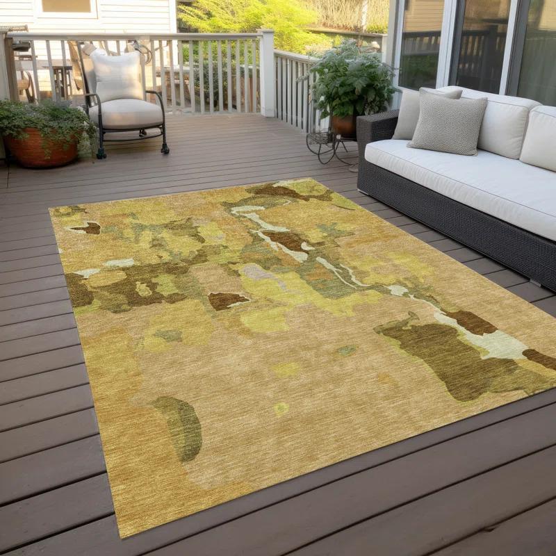 Machine Washable Indoor/Outdoor Chayden ACN1028 Gold Rug