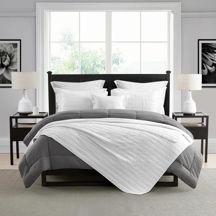 Swift Home Ultra Soft Crinkle Washed Microfiber 3-Piece Quilt Set