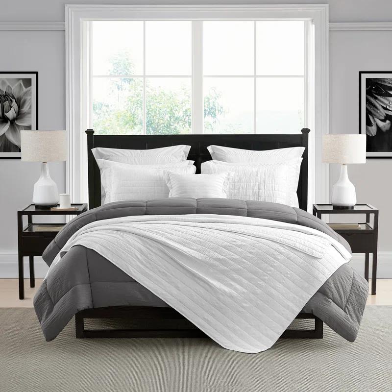 Swift Home Ultra Soft Crinkle Washed Microfiber 3-Piece Quilt Set