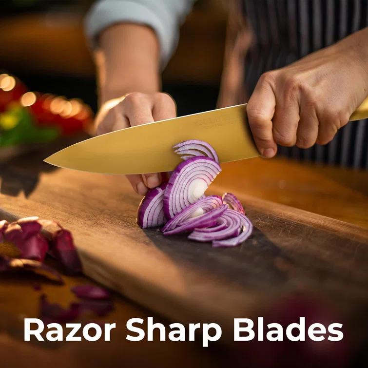 Zulay Kitchen Zulay Kitchen Premium 15-Piece Knife Set with Natural Wood Block and Built-in Sharpener