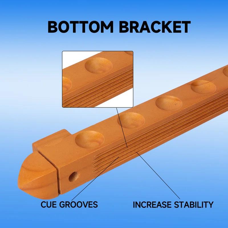 GSE Games & Sports Expert 2-Piece Billiard Pool Cue Stick Wall Mounted Rack, Holds 6 Pool Cue Stick