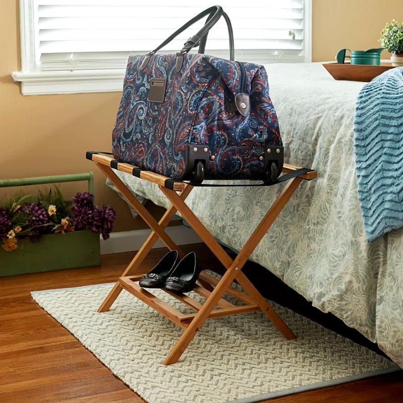 Folding Bamboo Luggage Rack