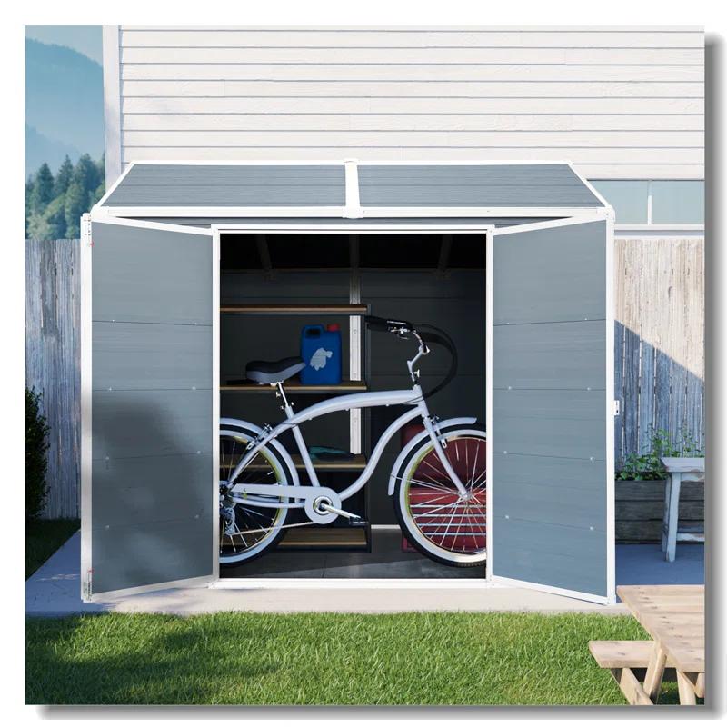 Tryimagine 8 X 6 Ft Resin Outdoor Storage Shed Waterproof Shed With Floor & Two Windows & Lockable Door, Tool Shed For Garden, Patio, Backyard