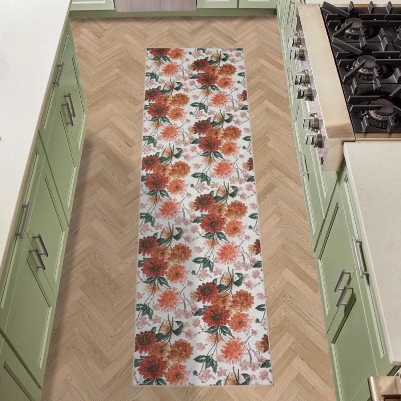 Laura Ashley Laura Ashley Dahlias Chenille Machine Washable, Slip Resistant Accent and Runner Rugs