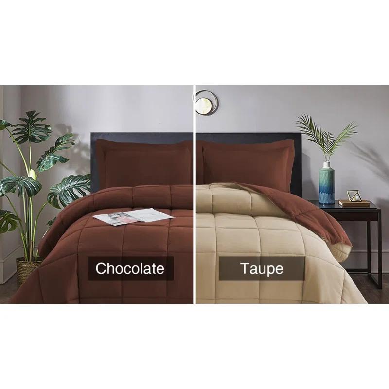 Homechoice International Group 3pc Comforter Set - All Season Reversible Down Alternative Comforter with Two Shams - Quilted Duvet Insert with Corner Tabs - Box Stitched Blanket - Breathable, Soft, Fluffy