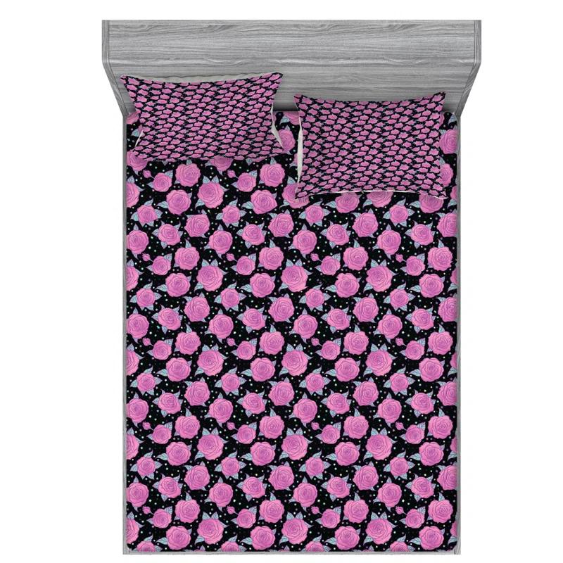 Ambesonne Microfiber Floral Sheet Set