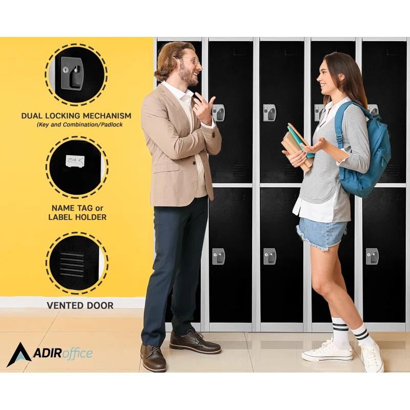 AdirOffice 12'' Wide Steel 2-Tier School and Gym Locker