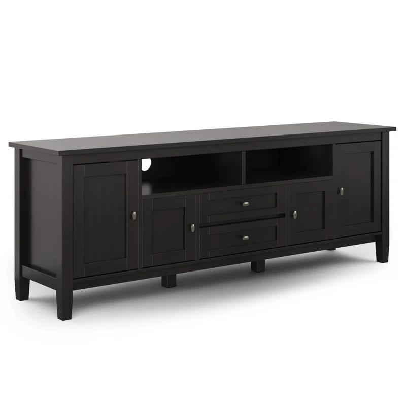 Simpli Home Warm Shaker 72"W Solid Wood TV Stand for TVs up to 80" with 4 Storage Cabinets and 2 Drawers