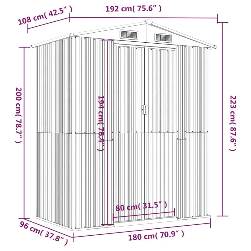 6.3 ft. W x 28.05 ft. D Steel Traditional Storage Shed