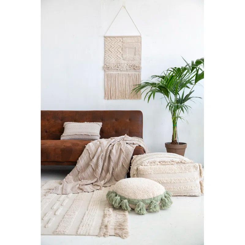 Lorena Canals Solid Color Handmade Tufted Rectangle 5'7" x 8' Cotton Area Rug in Natural