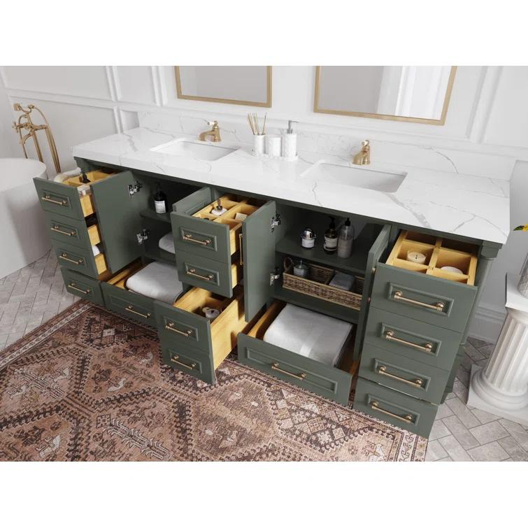 Willow Collections Aberdeen 84'' Double Bathroom Vanity with Quartz Top