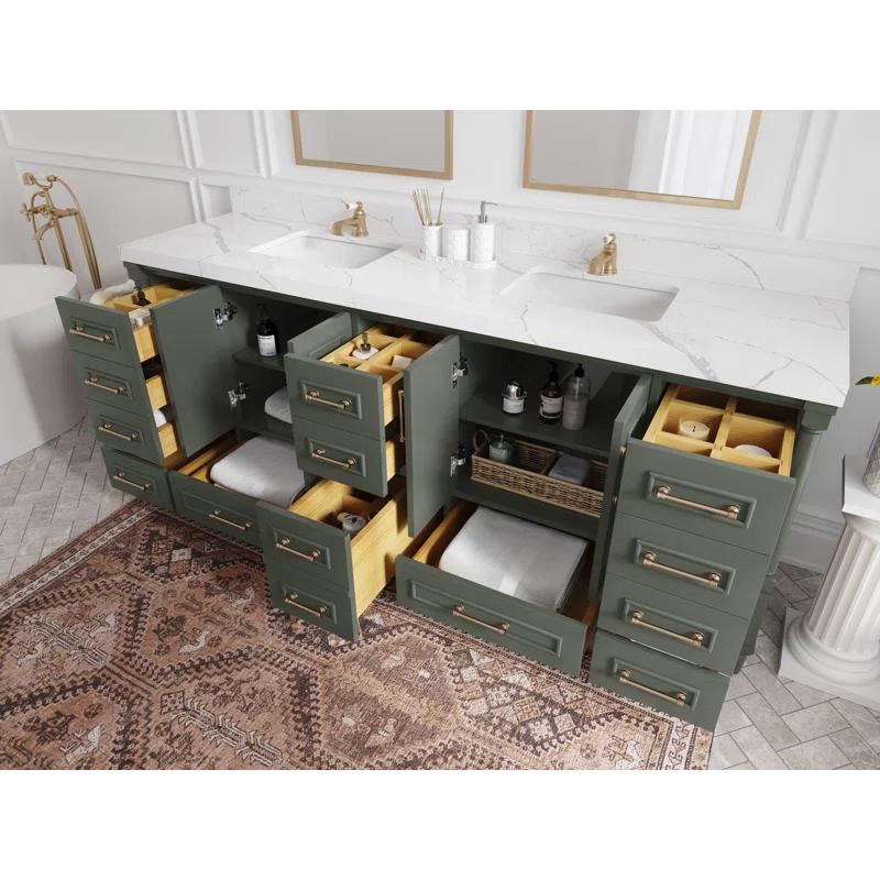 Willow Collections Aberdeen 84'' Double Bathroom Vanity with Quartz Top