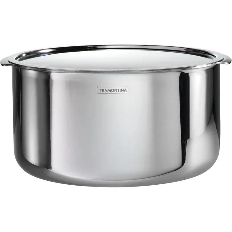 Tramontina Tramontina Utsava Tri-Ply Clad Stainless Steel Tope with Lid, Patila Pot for Indian Cooking