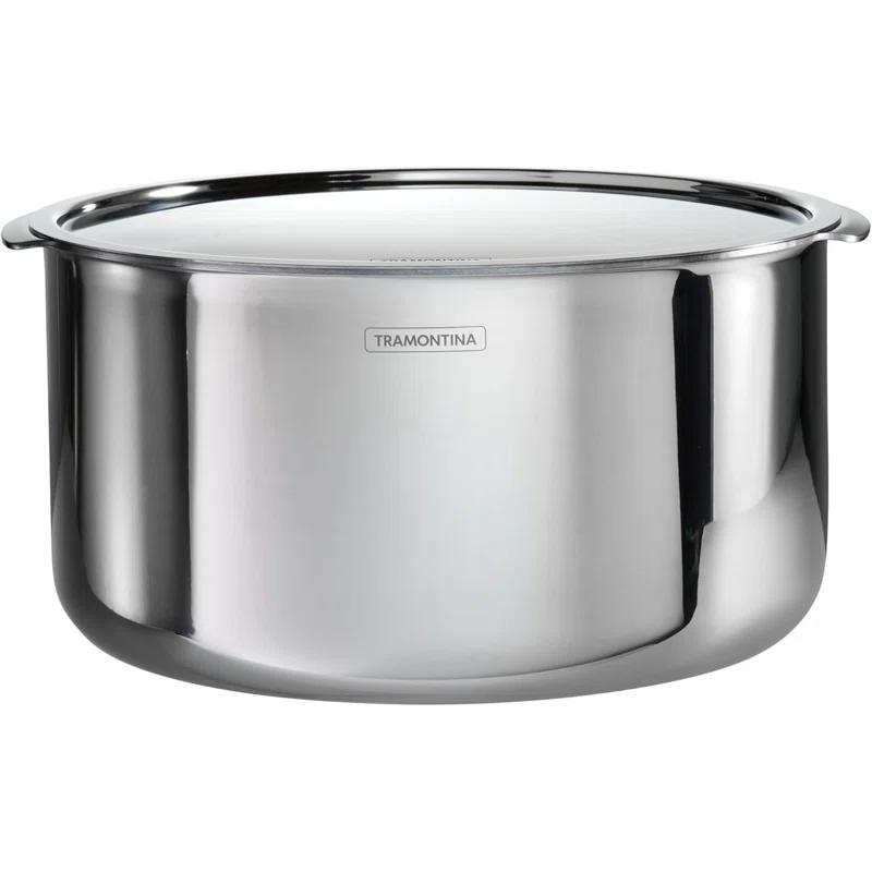 Tramontina Tramontina Utsava Tri-Ply Clad Stainless Steel Tope with Lid, Patila Pot for Indian Cooking
