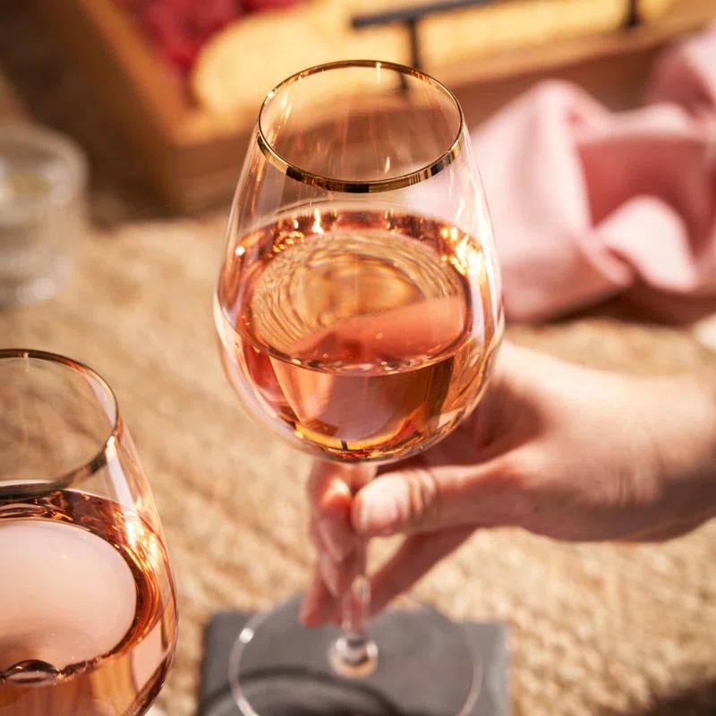 Twine Gilded Stemmed Wine Glasses (Set of 2)