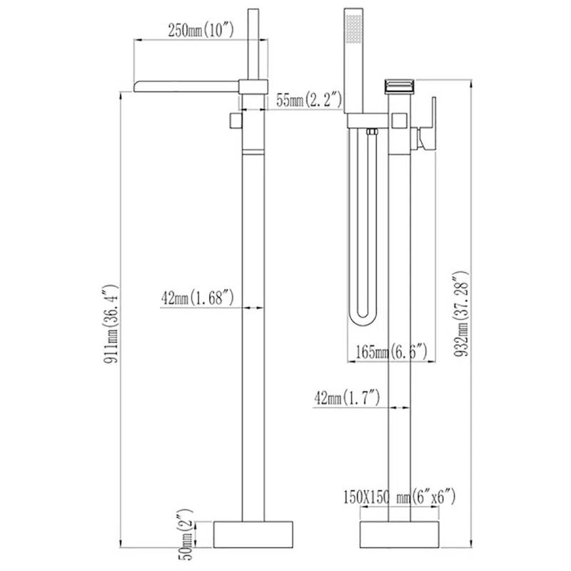 Floor Tub Filler with Diverter