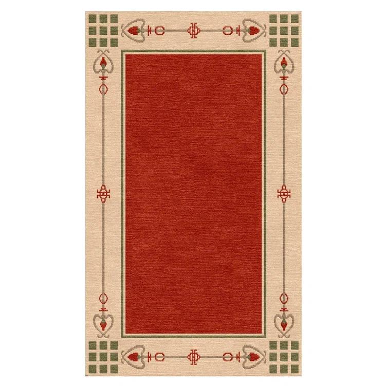 Handmade Red Wool Rectangular 9' x 12' Highland Park Rug