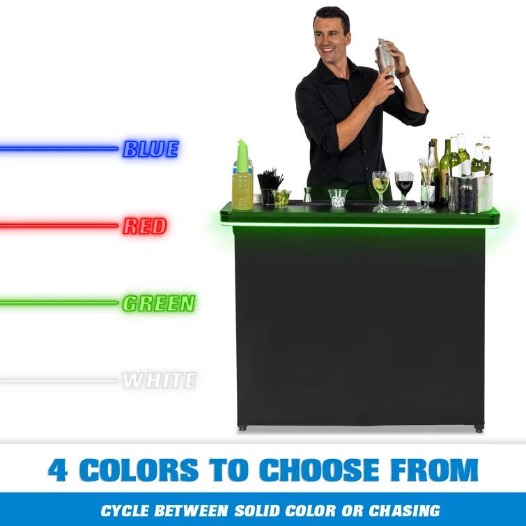 GoPong GoBar PRO LED Commercial Grade Portable Bar Table with Multi-Color Lights - 47.5 x 19 x 38 IN