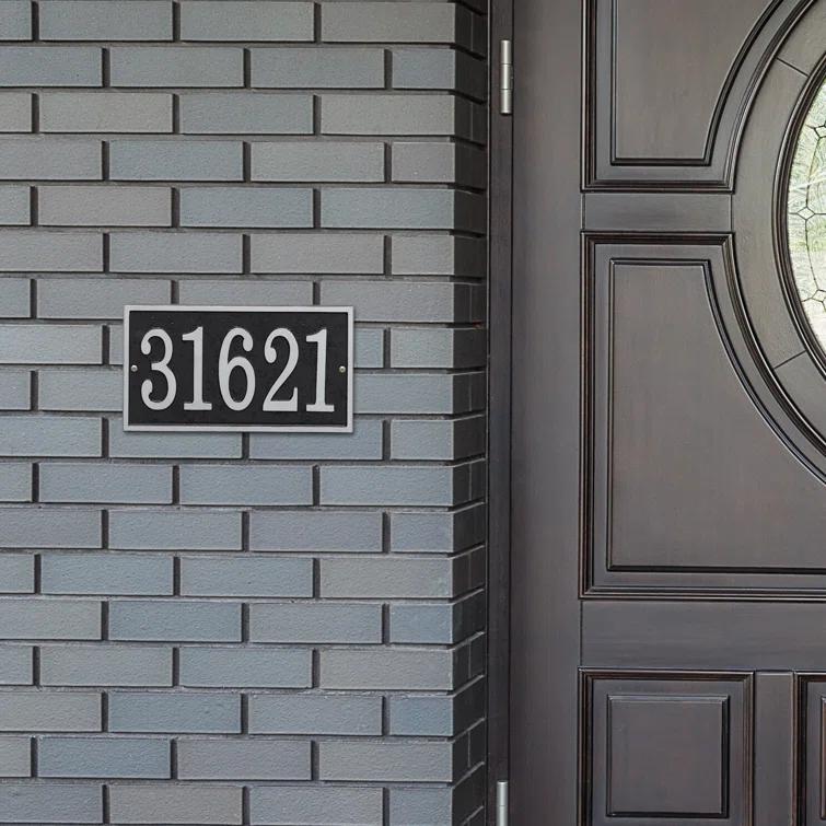 Black and Silver Metal Rectangle House Numbers Plaque