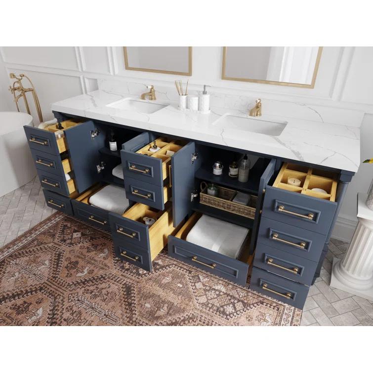 Willow Collections Aberdeen 84'' Double Bathroom Vanity with Quartz Top
