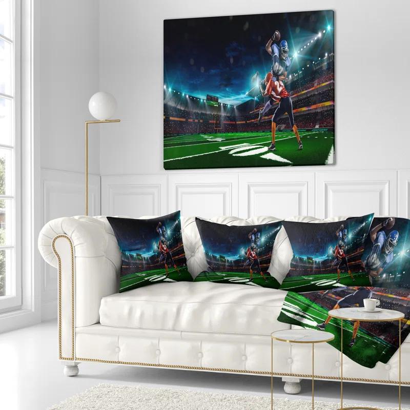 Design Art American Football Player - Sports Printed Throw Pillow