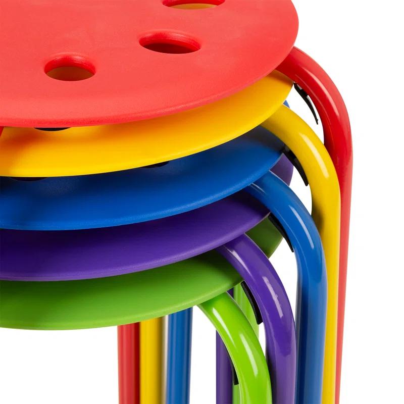 Assorted Color Plastic Stacking Classroom Stool (Set of 5)