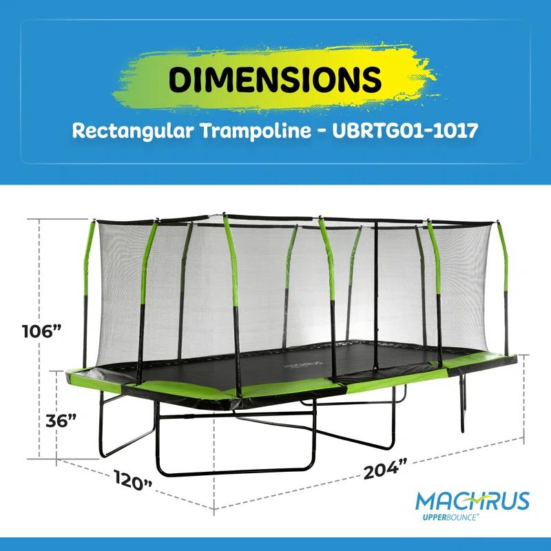 Upper Bounce Machrus Upper Bounce - Mega 10' X 17' Gymnastics Style, Rectangular Trampoline - Green/Black