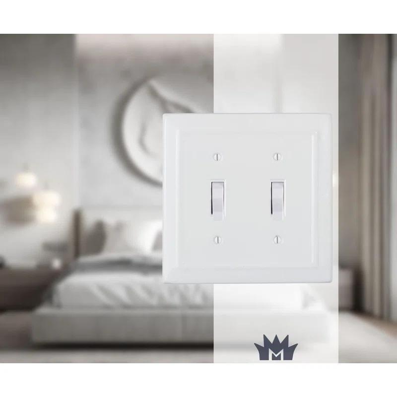 Monarch Abode Architectural 2 - Gang Toggle Light Switch Standard Wall Plate (Set of 2)